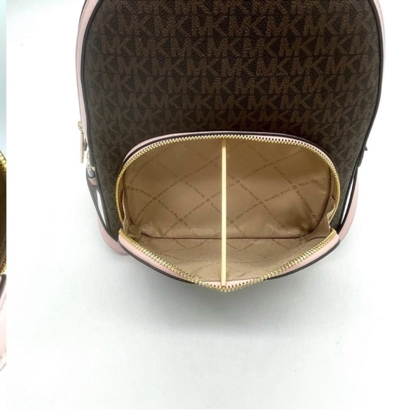 Michael Kors Medium Jaycee Zip Packet Backpack Brown/Light Pink - Picture 7 of 11